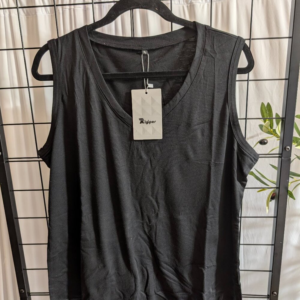 Riyiper Women's V Neck Tank Top - Black- XL NWT